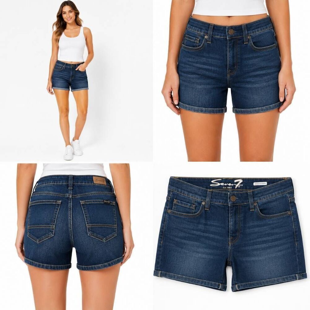 Seven7 Weekend Denim Shorts Women's Size 8 Stretch Blue